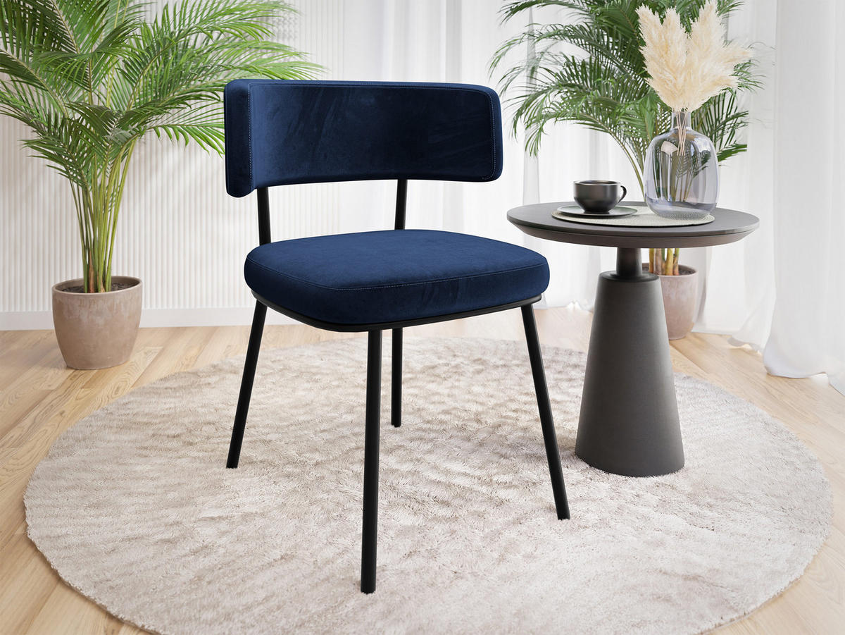 POLSTERSTUHL Iga - Blau/Schwarz, Textil/Metall (58/75/57cm) - MIRJAN24