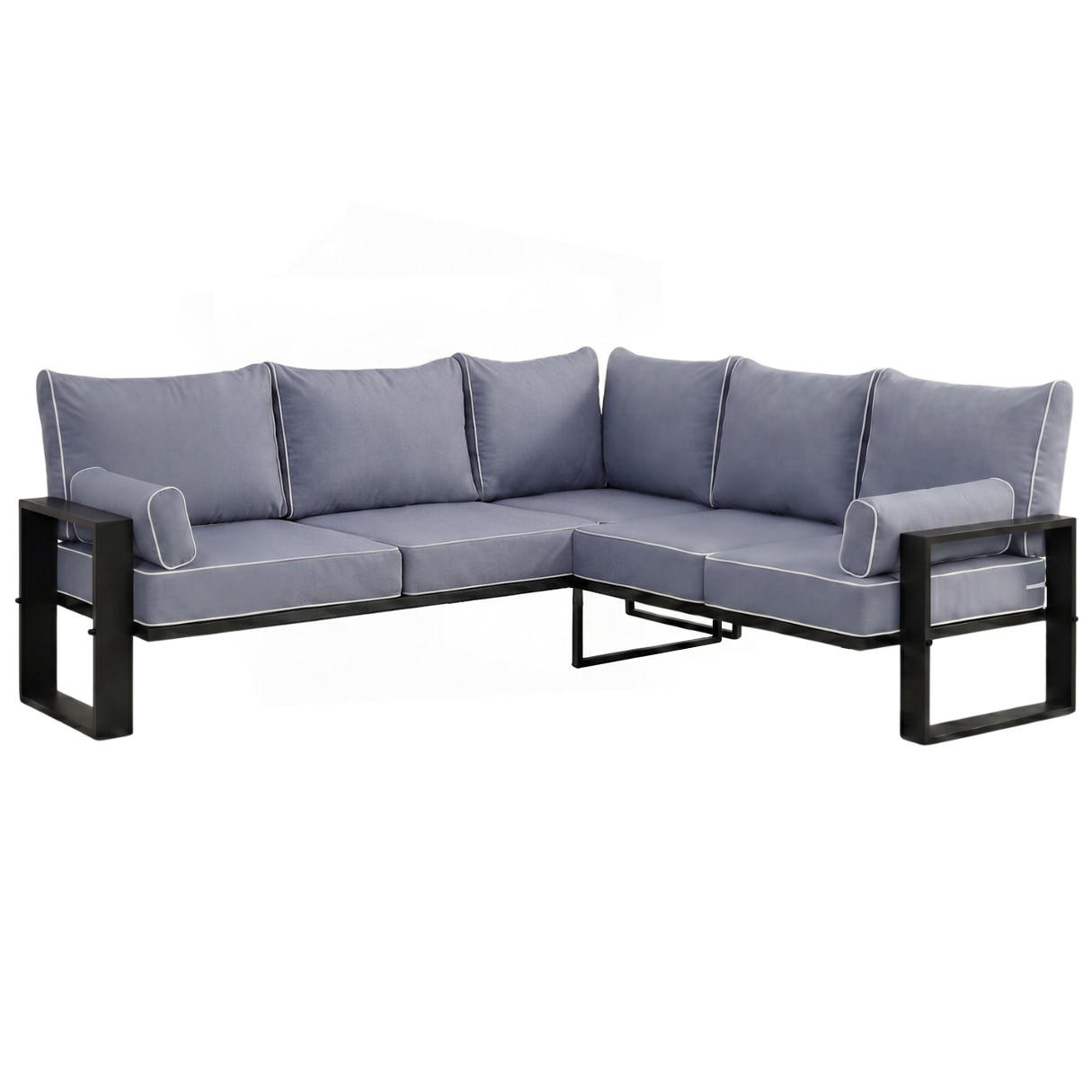 ROHOVÝ díl pohovky Verdino 2R2 s kovovým rámem 215 cm, modrošedý - šedohnědá, kov (215/90/228cm) - Beautysofa