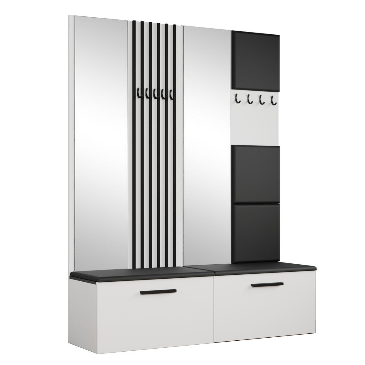 GARDEROBENSCHRANK MODULO 161,2/204/40 cm Modern Garderobe-Set Weiß - Schwarz/Weiß, Holzwerkstoff (161.2/204/40cm) - MASSENO