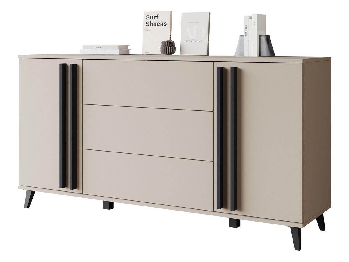SIDEBOARD Helsinki 150 - Beige/Schwarz, Holzwerkstoff/Kunststoff (150/78/40cm) - MIRJAN24