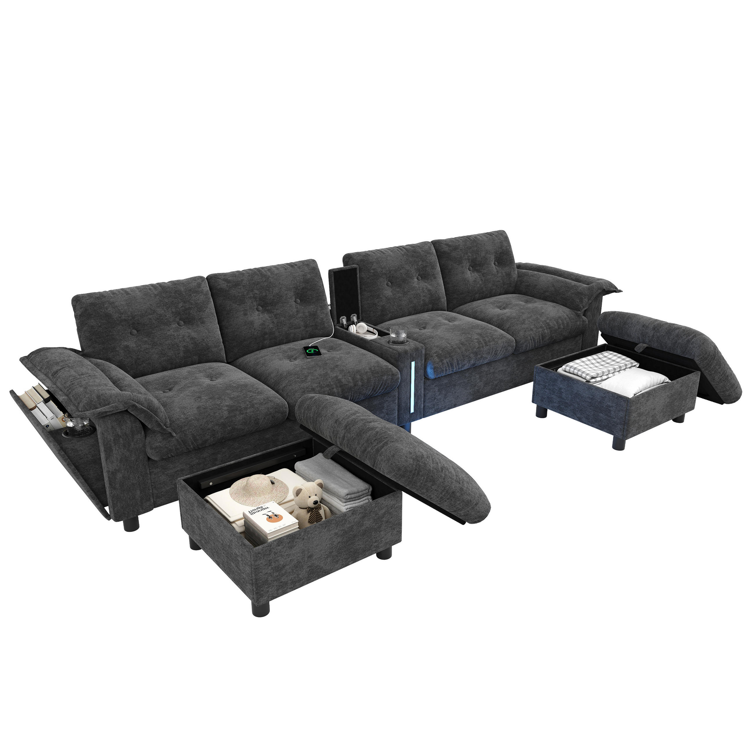 Chicfurn Ecksofa Grau 312x142 cm
