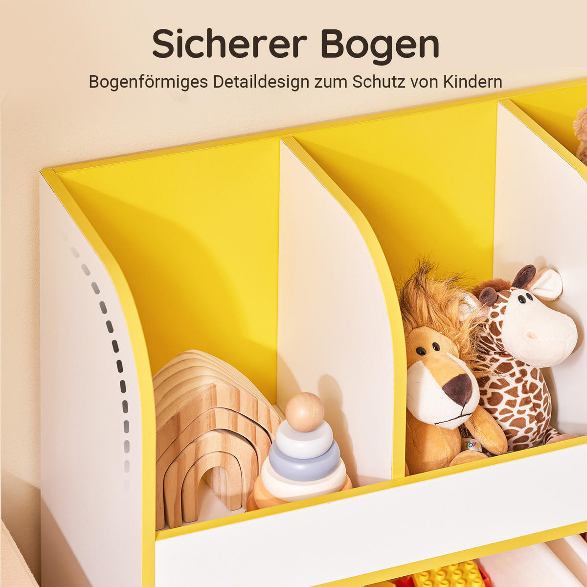 KINDERREGAL Weiß-Gold - Goldfarben/Weiß, Holzwerkstoff (70/58/30cm) - SoBuy