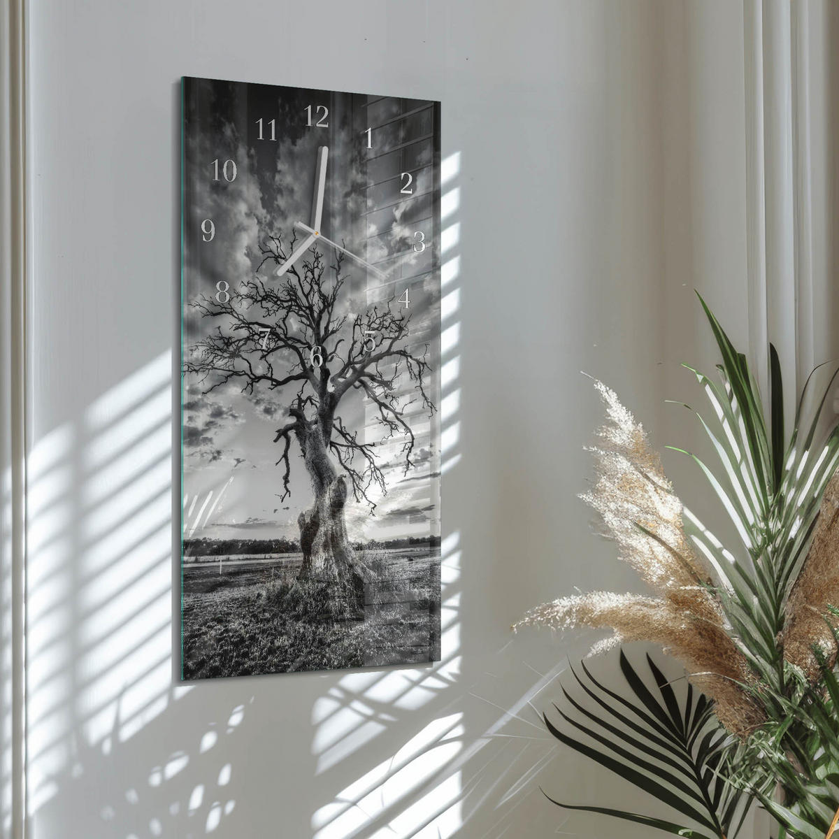 WANDUHR 30x60 cm - Wand - Grau, Glas (30/60/0.4cm) - TULUP