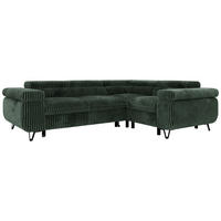 ECKSOFA FALCO L - Dunkelgrün Cord - Rechts Seite - Dunkelgrün/Schwarz, Textil/Metall (268/197cm) - MKS
