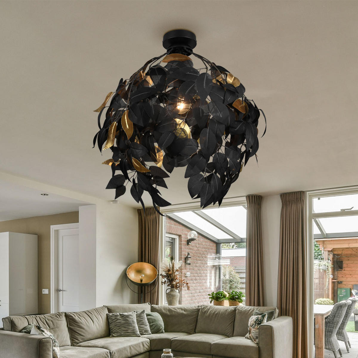 LED DECKENLEUCHTE Metall Schwarz Gold - Schwarz, Metall (38/38/58cm)