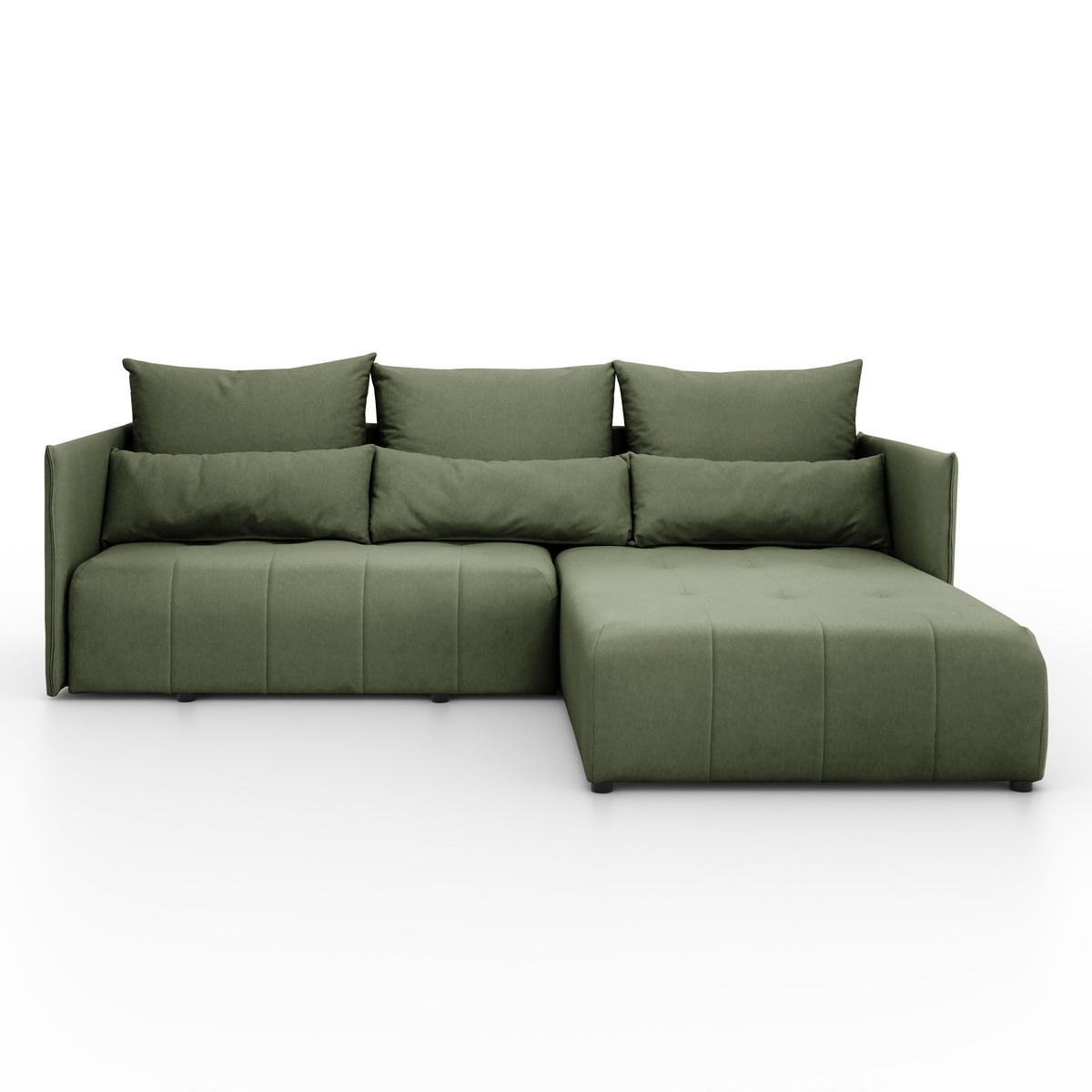 ECKSOFA L Form Hanna 246 x 188 cm mit Schlaffunktion und Bettkasten, 4 Sitzer, Bettzeugablage, Sofa, Eckcouch, grün rechts - Grün, Kunststoff (188/246cm) - Margaret Hadas24