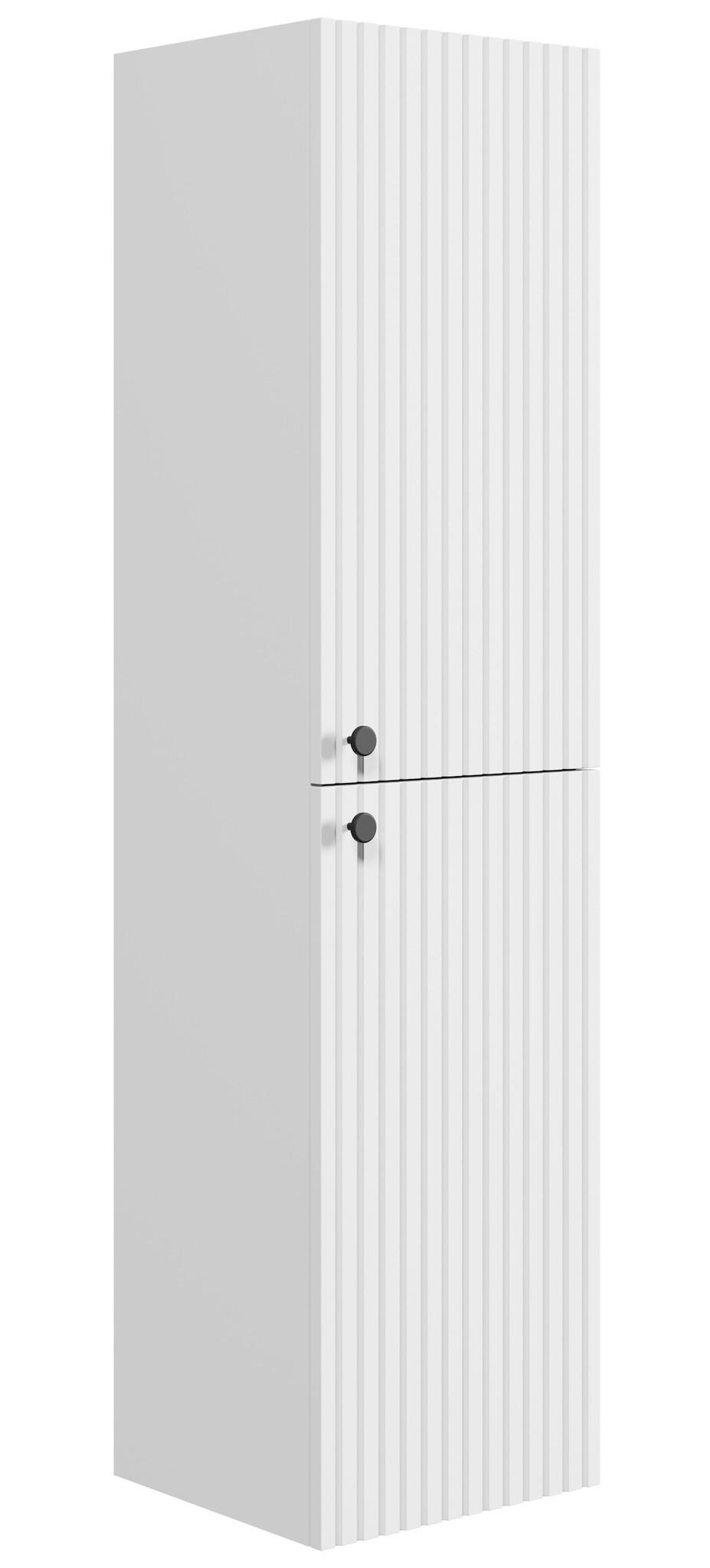 BADEZIMMERSCHRANK Saros mit 2 Türe Weiß Hochglanz - 35 x 32 x 140 cm - Weiß, Holz (35/140/32cm) - Badplaats