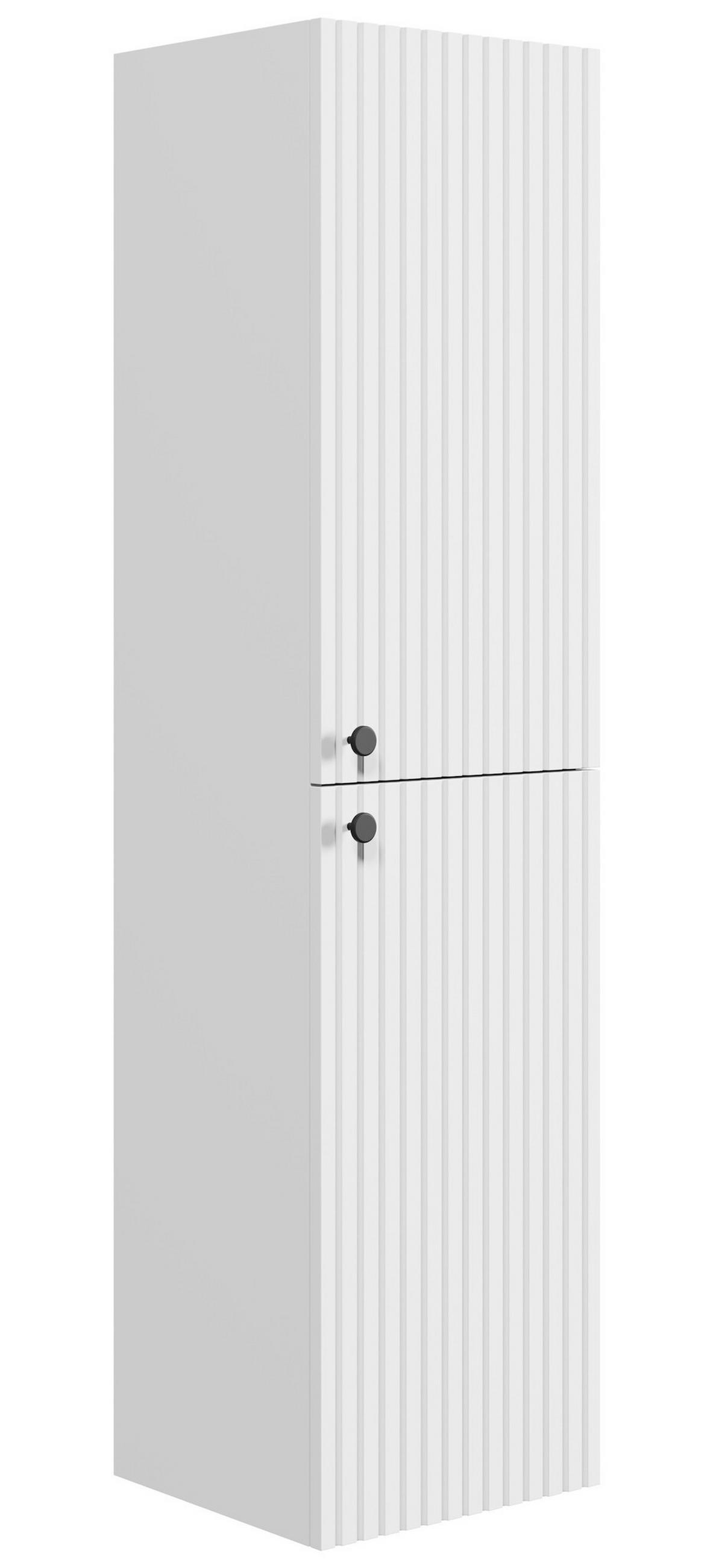 BADEZIMMERSCHRANK Saros mit 2 Türe Weiß Hochglanz - 35 x 32 x 140 cm - Weiß, Holz (35/140/32cm) - Badplaats