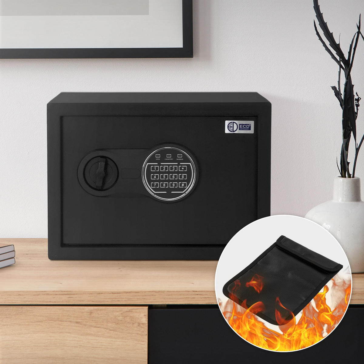 TRESOR 16L - Schwarz, Metall (25/25/35cm) - ECD-Germany