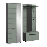 GARDEROBEN-SET CANU 3-tlg. (B/H/T: ca. 160/190/37 cm) in Basalt grau/Smoke Green - Grau, Holzwerkstoff (160/190/37cm)