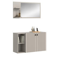 GARDEROBEN-SET 2-teilig Kaschmir 106 cm, Garderobenkombination hängend - Kaschmir/Schwarz, Glas/Holzwerkstoff (106/192/37cm) - Inn.Furn