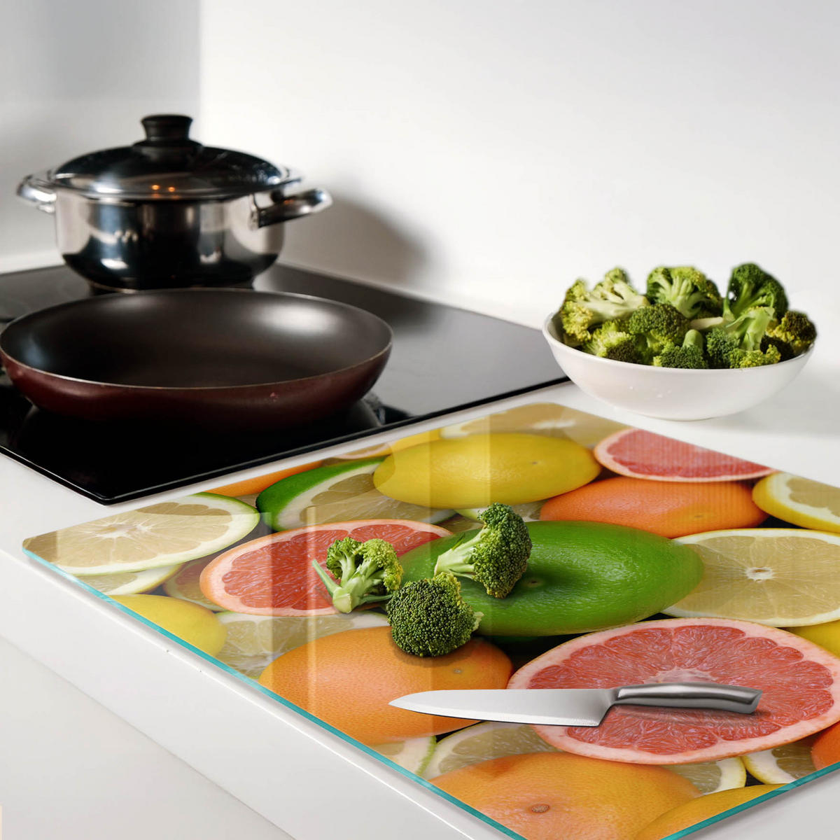 GLASPLATTE 60x52 cm Zitrusfrüchte - Multicolor, Glas (60/0.4/52cm) - TULUP