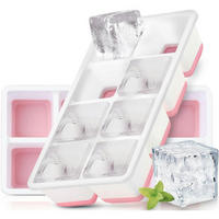 EISWÜRFELFORM 2-teiliges Set Rosa, eckig - Rosa, Kunststoff (10/6/16cm)