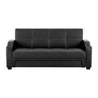 SCHLAFSOFA - 3 Personen - Kunstleder - Schwarz - - Schwarz, Leder (197/83/89cm) - Vente-Unique