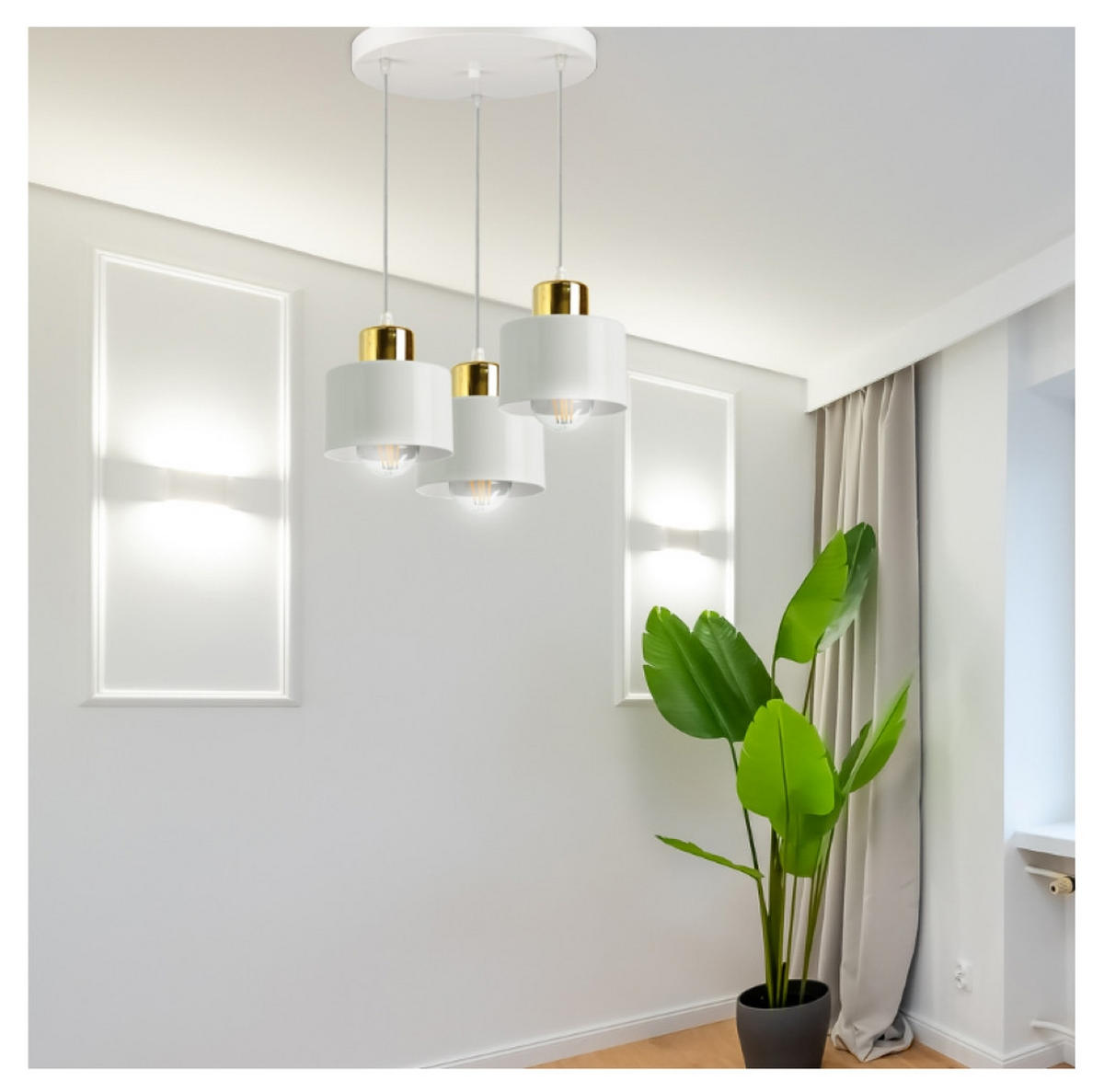PENDELLEUCHTE Roller - Goldfarben/Weiß, Metall (30/30/70cm) - kiki design