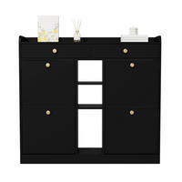 SCHUHSCHRANK 110/26/100 cm in Schwarz mit 4 Klappen und 2 Schubladen - Schwarz, Holzwerkstoff (110/100/26cm) - BEAOK