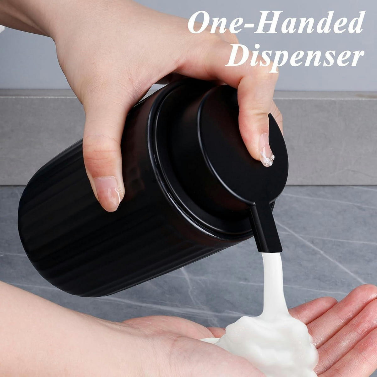 SEIFENSPENDER Keramik Schwarz 350ml - Schwarz, Keramik (8/14/8cm)