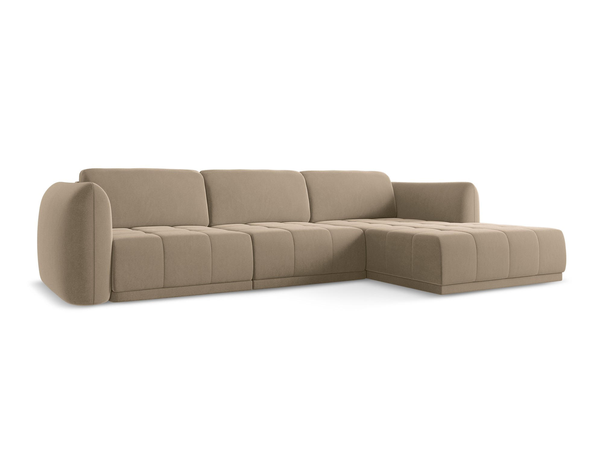 ECKSOFA Rechts Samt Stoff Beige - Beige/Creme, Kunststoff/Textil (290/170cm) - Makamii