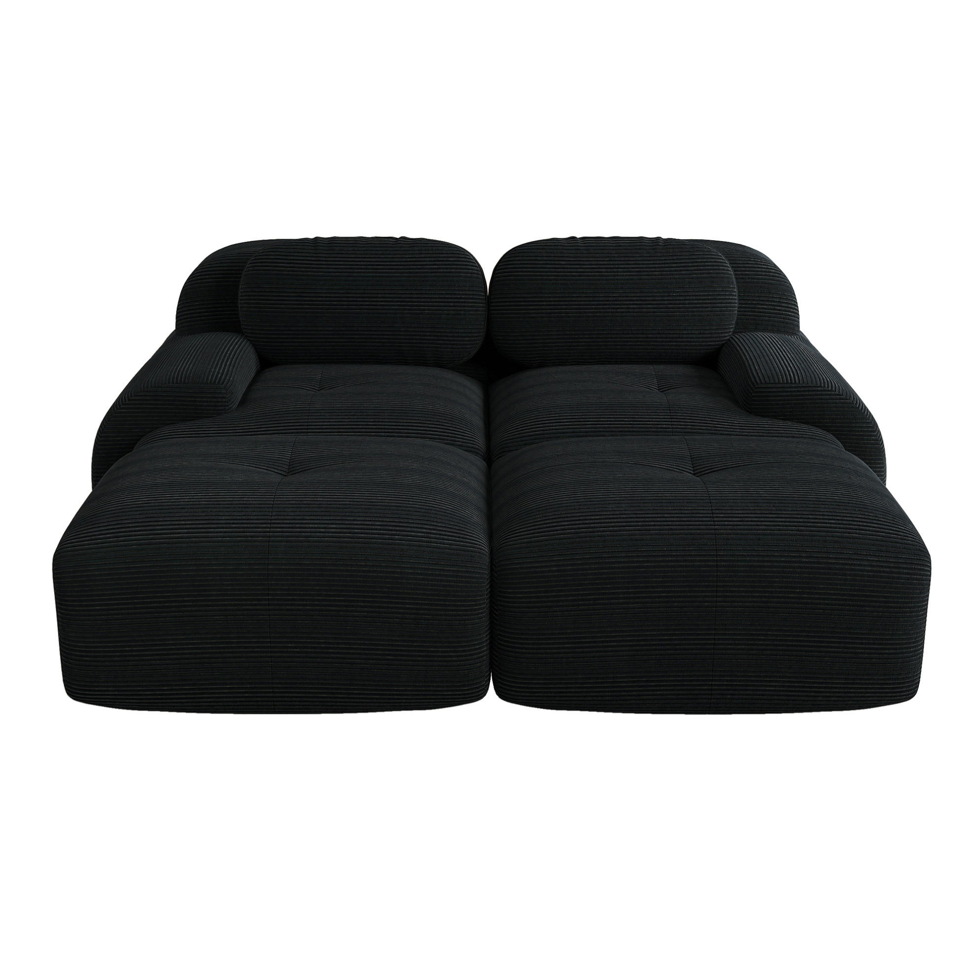 2-SITZER-SOFA 208/178/75 cm schwarz aus Cordstoff modular und rahmenlos - Schwarz, Textil (178/75/208cm) - OKWISH