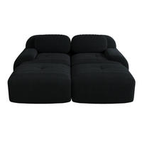 2MÍSTNÁ modulární pohovka černá z manšestru s ergonomickými područkami a protiskluzovou základnou - černá, textil (178/75/208cm) - OKWISH