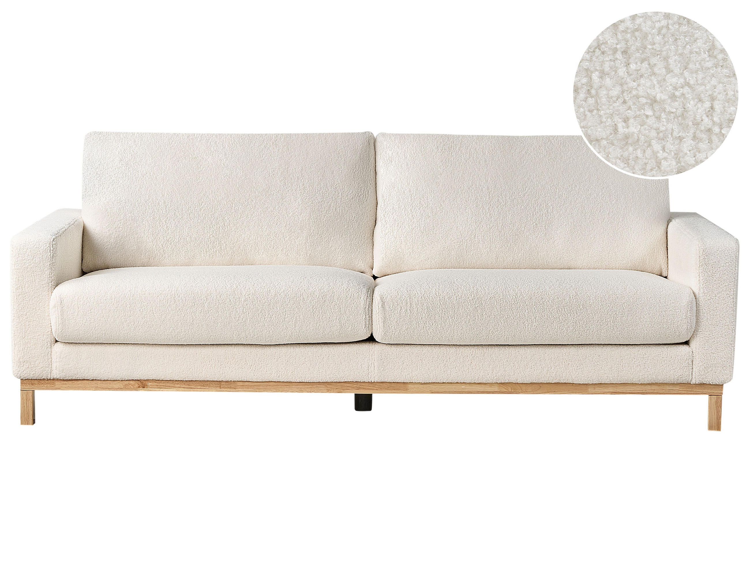 3-SITZER-SOFA Bouclé weiß/hellbraun Siggard - Hellbraun/Weiß, Textil (217/84/92cm) - Beliani