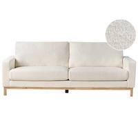3-SITZER-SOFA Bouclé weiß/hellbraun Siggard - Hellbraun/Weiß, Textil (217/84/92cm) - Beliani