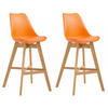 BARHOCKER 2er Set Kunststoff orange - Eukalyptusholzfarben/Orange, Holz/Kunststoff (48/112/56cm) - CLP