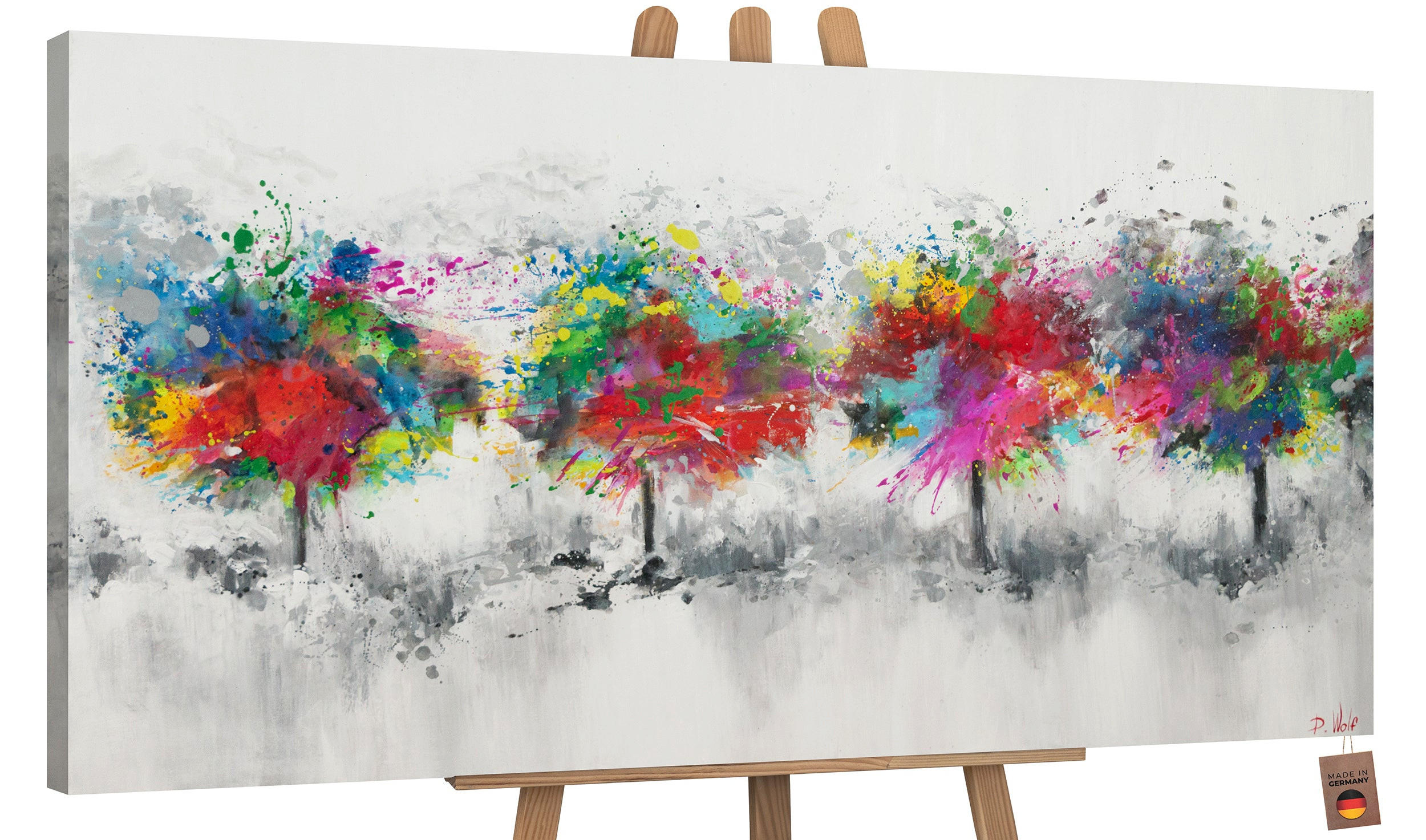 GEMÄLDE Bunter Wald auf Keilrahmen 100x50 cm - Multicolor, Holz (100/50cm) - YS-art gallery