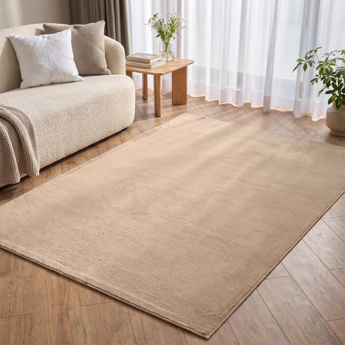 KURZFLORTEPPICH LUMI beige kuschelweich waschbar 160/220 cm - Beige, Textil (160/220cm) - Tapiso