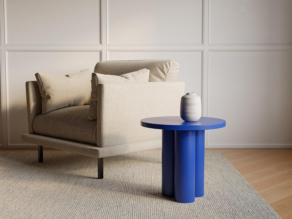 BEISTELLTISCH aus Metall - Blau - TANIYA - Blau, Metall (50.5/50.5/46.5cm) - Vente-Unique