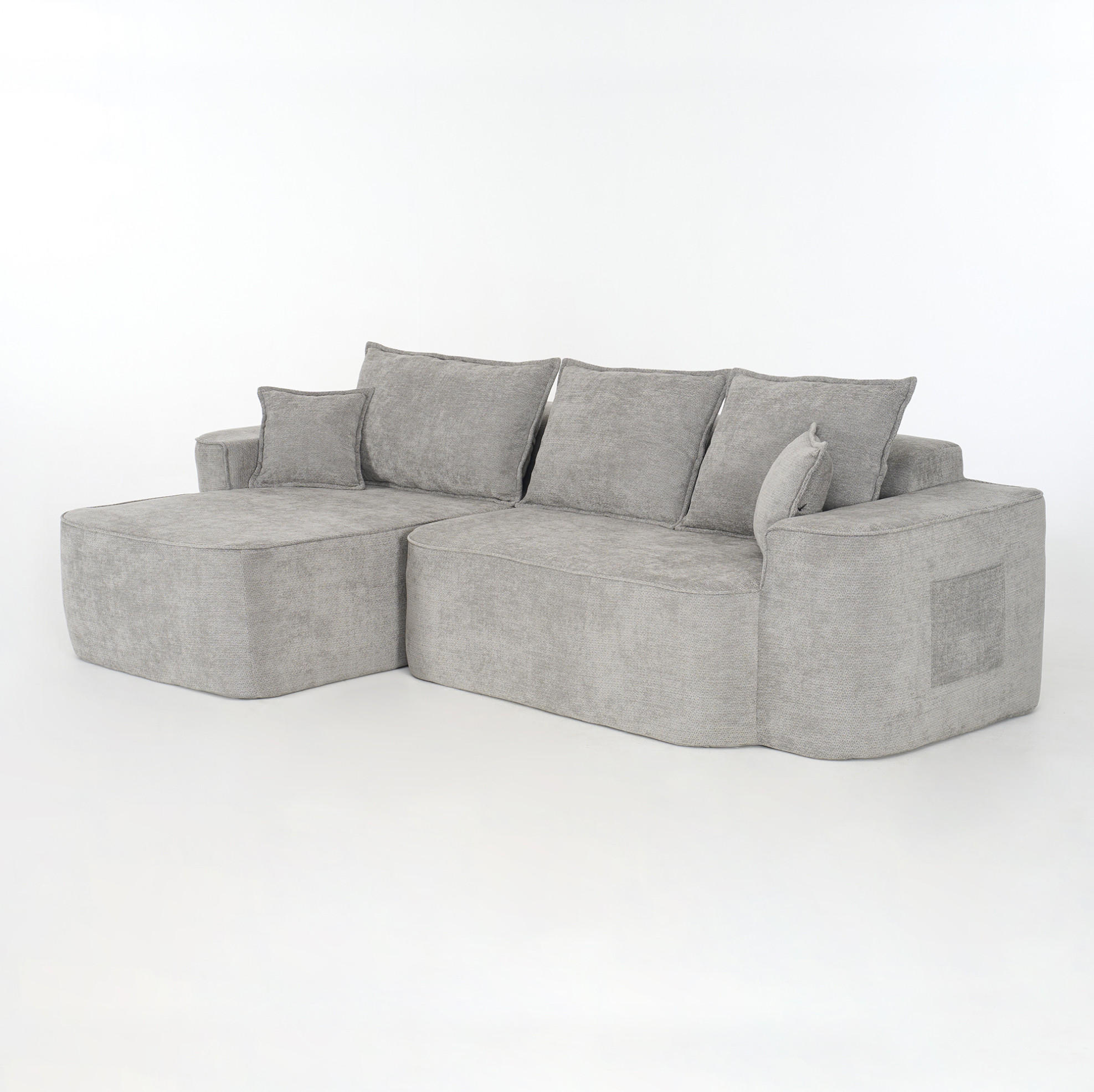 OKWISH ROHOVÁ pohovka 262/144/65 cm šedá z chenille modulární bez montáže