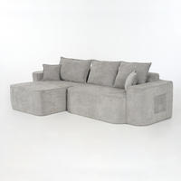 ECKSOFA 262/144/65 cm grau aus Chenille mit Modulfunktion - Grau, Textil (144/262cm) - OKWISH