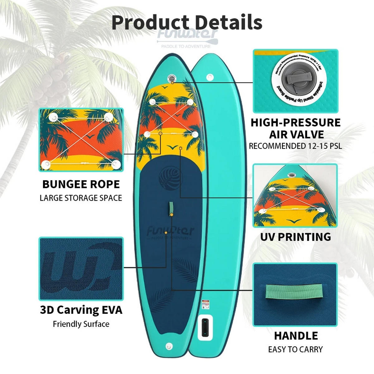 STAND-UP-PADDLE-BOARD SUPFW55A(335×84×15CM) Grün - Grün, Kunststoff (335/84cm) - Kaket