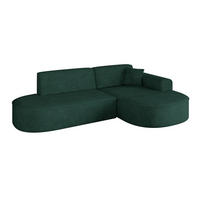 ECKSOFA Ottomane Rechts MARI-L1 - 243x171x79 cm Grün Velours - Schwarz/Grün, Holzwerkstoff/Kunststoff (171/243cm) - ALTDECOR