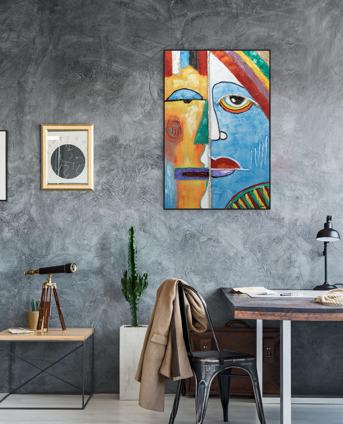 RUČNO SLIKANA AKRILNA SLIKA, 60/90 CM - višebojno, tekstil/drvo (60/90cm) - KUNSTLOFT