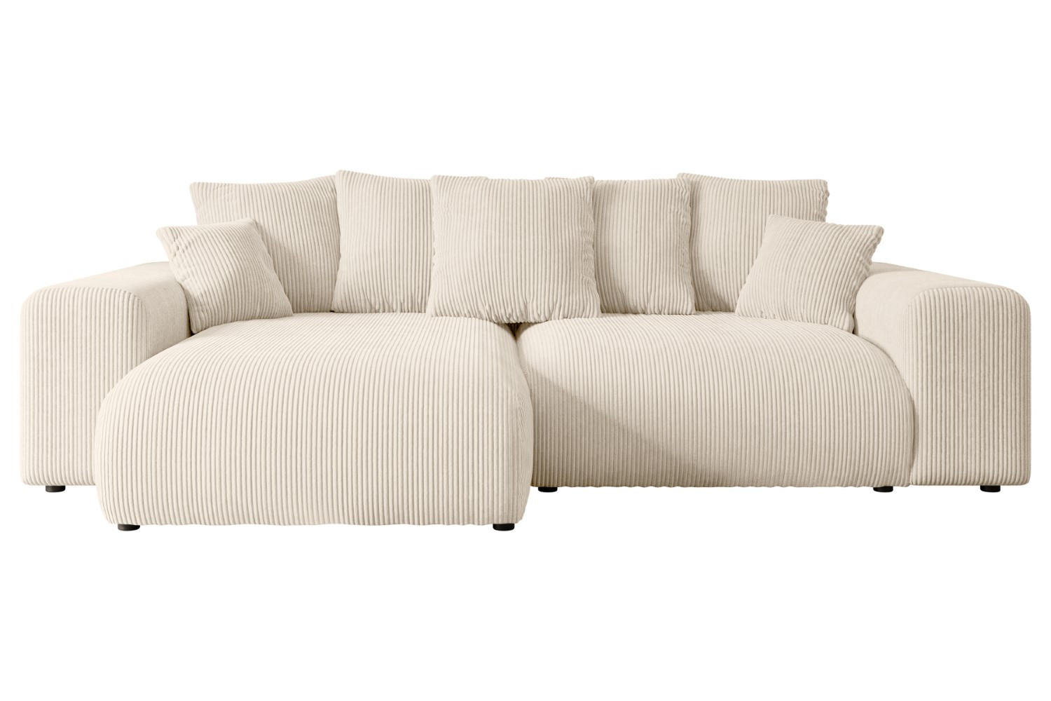 ECKSOFA mit Schlaffunktion und Bettkasten ESKAR-L 256x165x84cm Beige Cord - Beige/Schwarz, Holzwerkstoff/Kunststoff (256/165cm) - ALTDECOR