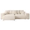 ECKSOFA mit Schlaffunktion und Bettkasten ESKAR-L 256x165x84cm Beige Cord - Beige/Schwarz, Holzwerkstoff/Kunststoff (256/165cm) - ALTDECOR