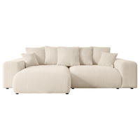 ECKSOFA mit Schlaffunktion und Bettkasten ESKAR-L 256x165x84cm Beige Cord - Beige/Schwarz, Holzwerkstoff/Kunststoff (256/165cm) - ALTDECOR