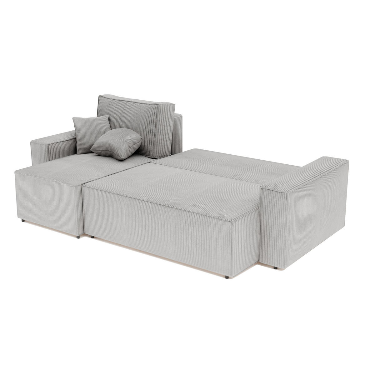 ECKSOFA Paris mit Schlaffunktion Cord - Hellgrau/Grau, Textil (244/155cm) - Idohome