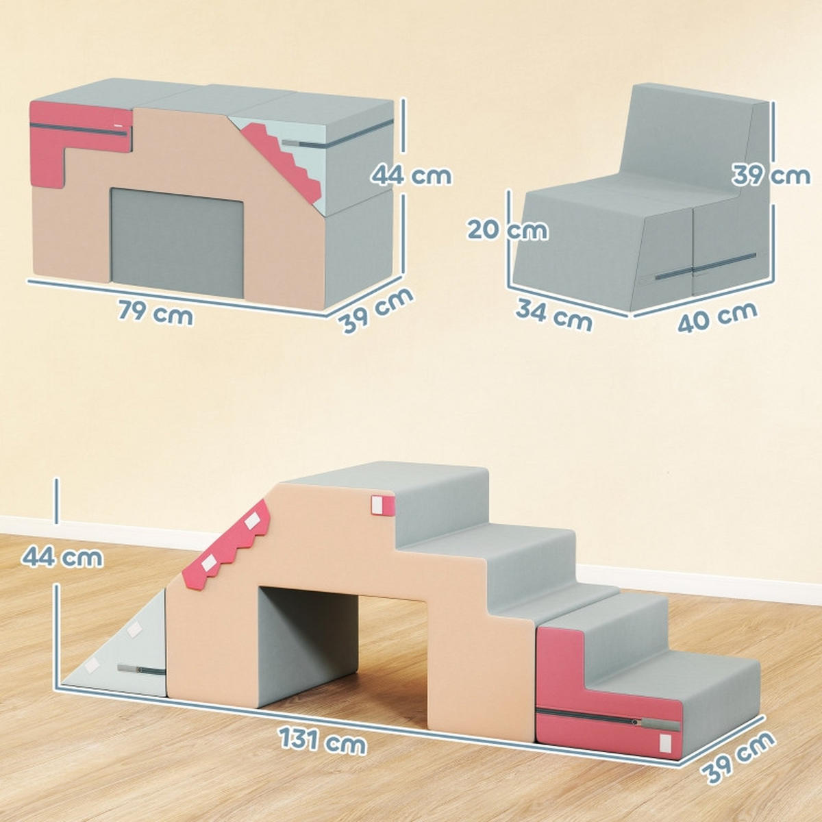 KONSTRUKTIONSSPIELZEUG Bauset - Multicolor, Kunststoff (39/44/131cm) - Korfee