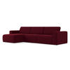 ECKSOFA Links Samt Stoff Rot - Bordeaux/Beige, Kunststoff/Textil (167/314cm) - Makamii