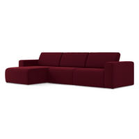 ECKSOFA Links Samt Stoff Rot - Bordeaux/Beige, Kunststoff/Textil (167/314cm) - Makamii
