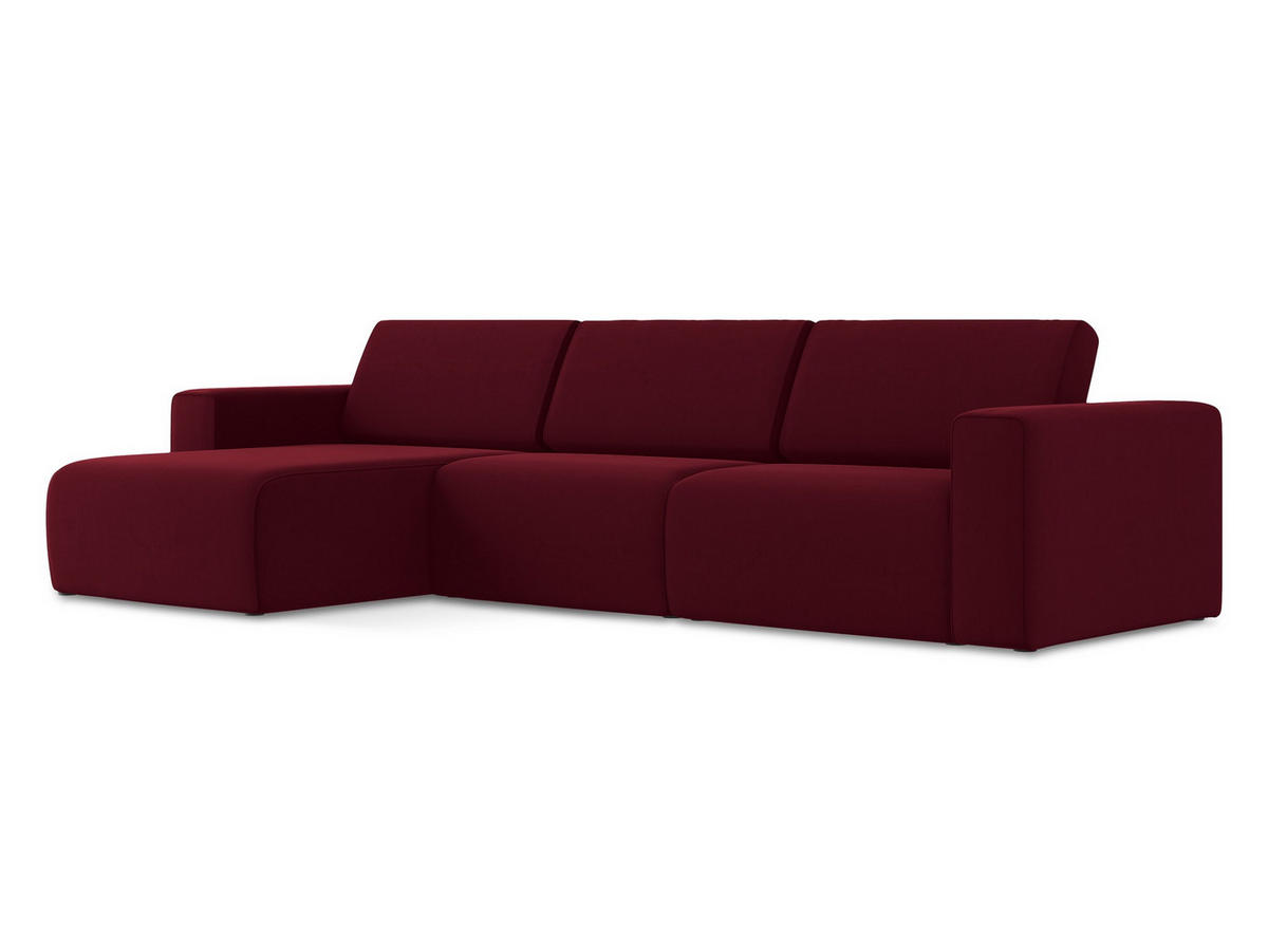 ECKSOFA Links Samt Stoff Rot - Bordeaux/Beige, Kunststoff/Textil (167/314cm) - Makamii