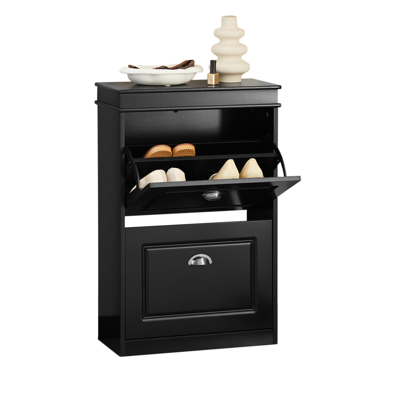 SCHUHSCHRANK Schwarz - Schwarz, Holzwerkstoff (53/82/24cm) - SoBuy