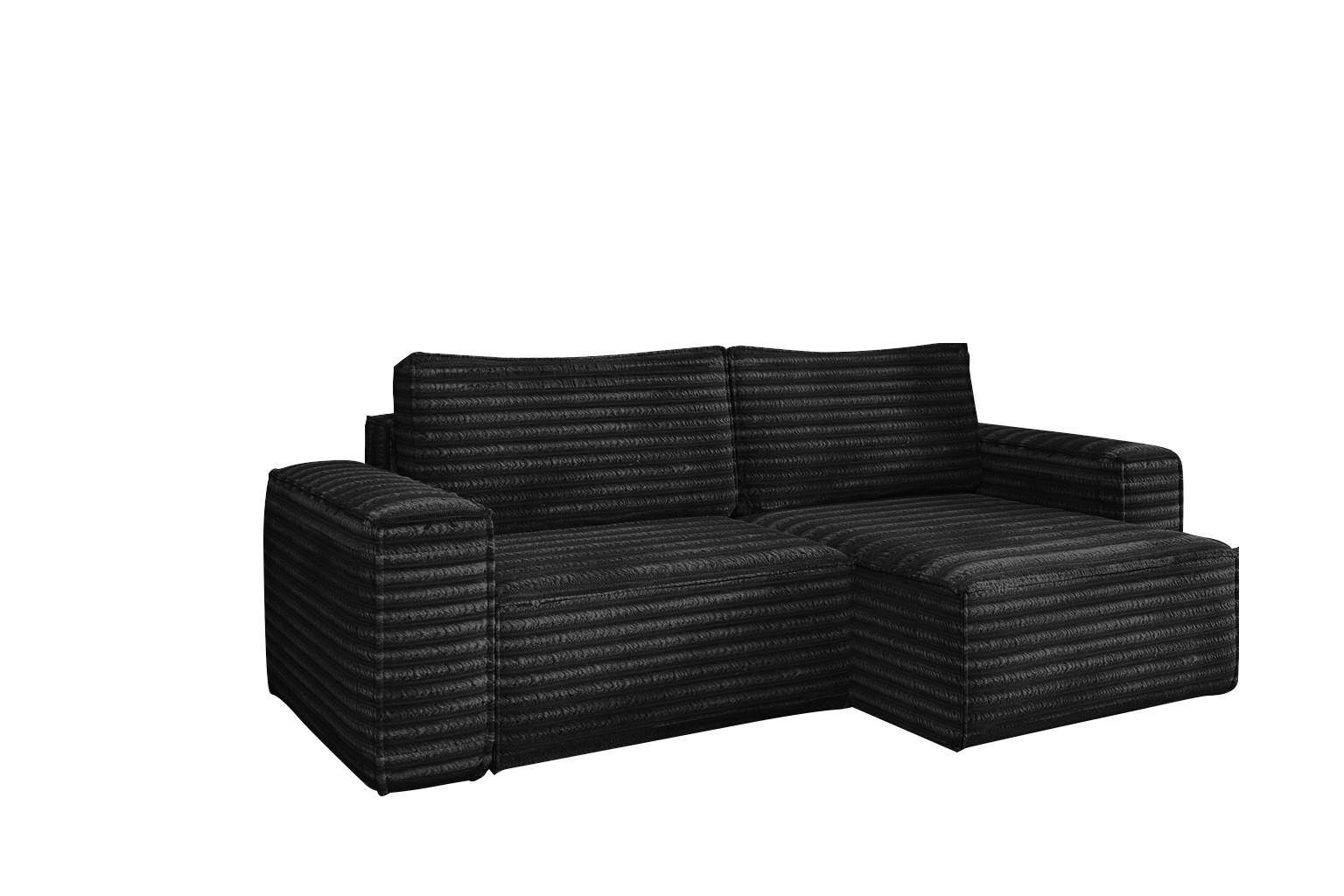 ECKSCHLAFSOFA Bohoo-Ecksofa mit Schlaffunktion stoff Velo Schwarz Rechts - Schwarz, Holz/Textil (248/140cm) - Kaiser Möbel