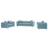 CHESTERFIELD-SOFA 3-Sitzer, 2-Sitzer & Chesterfield-Sessel - Samt - Pastellblau - EDWINA - Hellblau, Textil (91/76/220cm) - Vente-Unique
