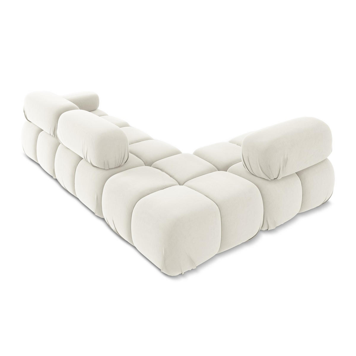 ECKSOFA Links Samt Stoff Beige - Beige/Creme, Kunststoff/Textil (190/285cm) - LaMiaSofa
