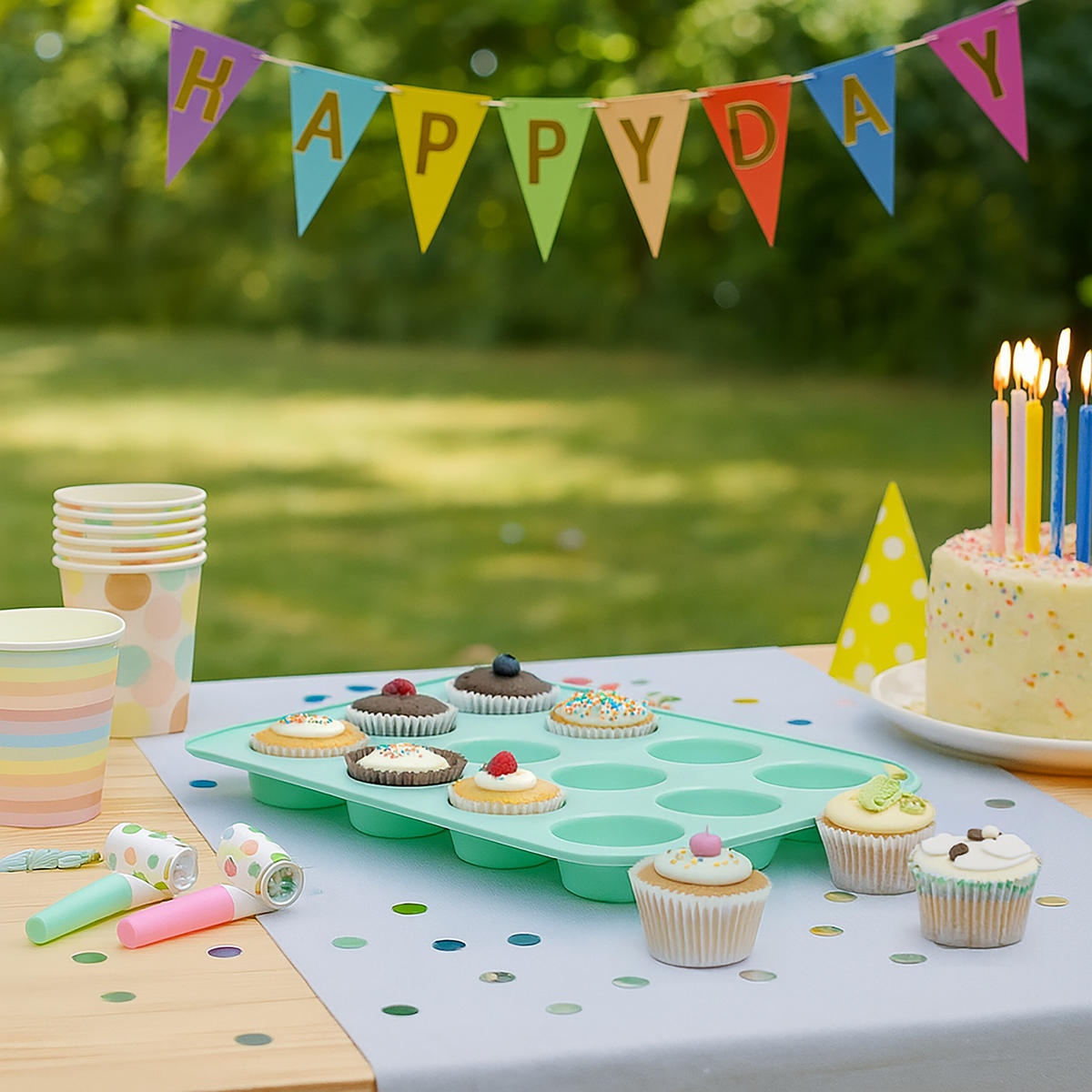 MUFFIN-TRANSPORTBOX - Türkis, Kunststoff (37.5/16/28.5cm) - Relaxdays