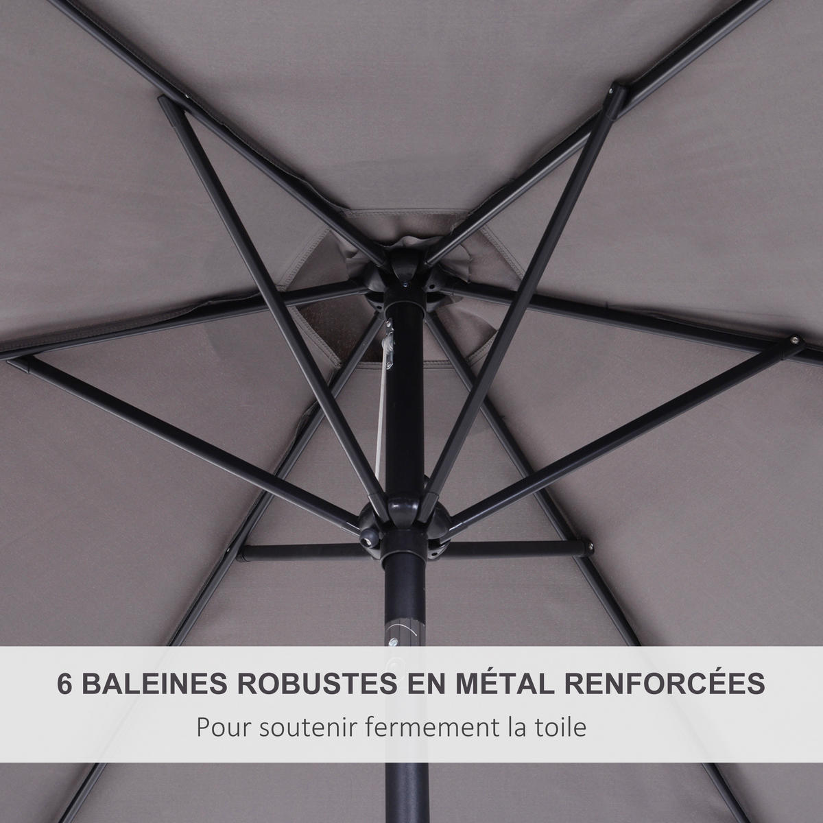 SONNENSCHIRM DE-11415 neigbar, mit Kurbel, Aluminium Grau - Grau, Metall (260/260cm) - ComfortXL