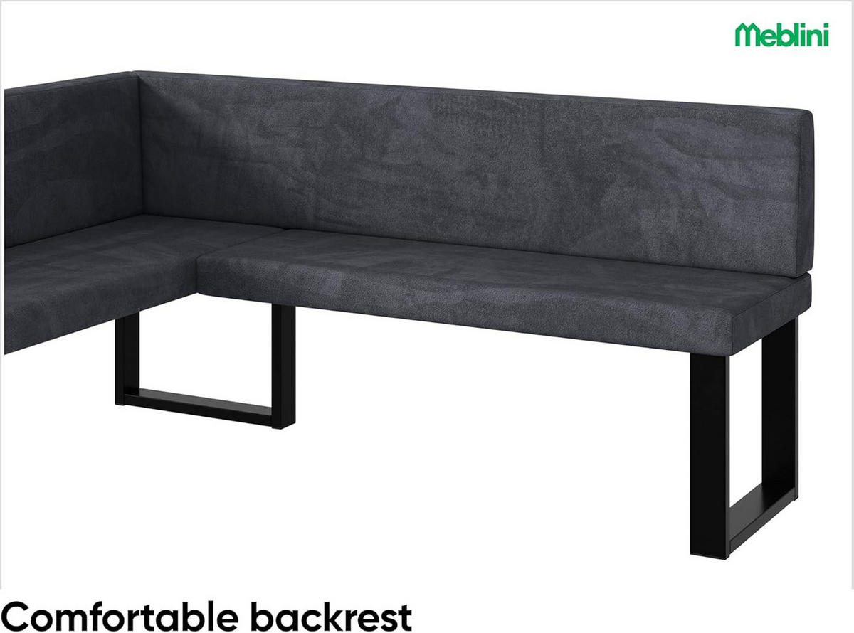 ECKBANK TONI_U - Dunkelgrau, Textil (128/168cm) - Meblini